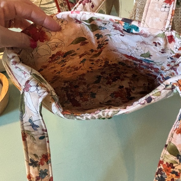 Handmade Floral Tote Bag with Lace & Velvet Trim - includes extras! - Picture 3 of 10